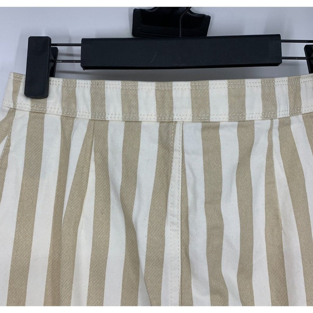 Old Navy Skirt Beige Tan Stripe A Line Pocket Mini Button Front - Picture 7 of 9